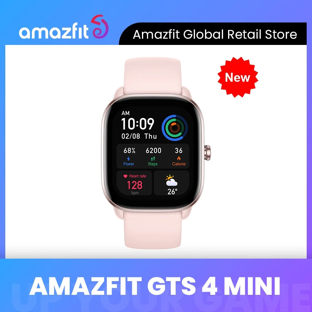 [Ship From Russian] Amazfit GTS 4 MINI Smartwatch 120+ Sports Modes 1.65" HD AMOLED Display Smart Watch For Android For iOS