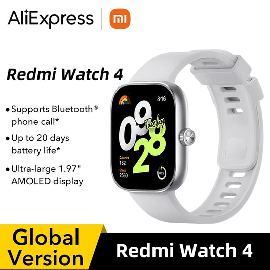 Global Version Redmi Watch 4 Smart Watch Ultra-large 1.97" AMOLED display Supports Bluetooth® phone call  20 days battery SpO₂